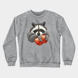 Cute raccoon with apples Crewneck Sweatshirt